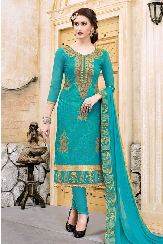 Sea Green Colour Unstitched Modal Cotton Churidar Suit US1161220