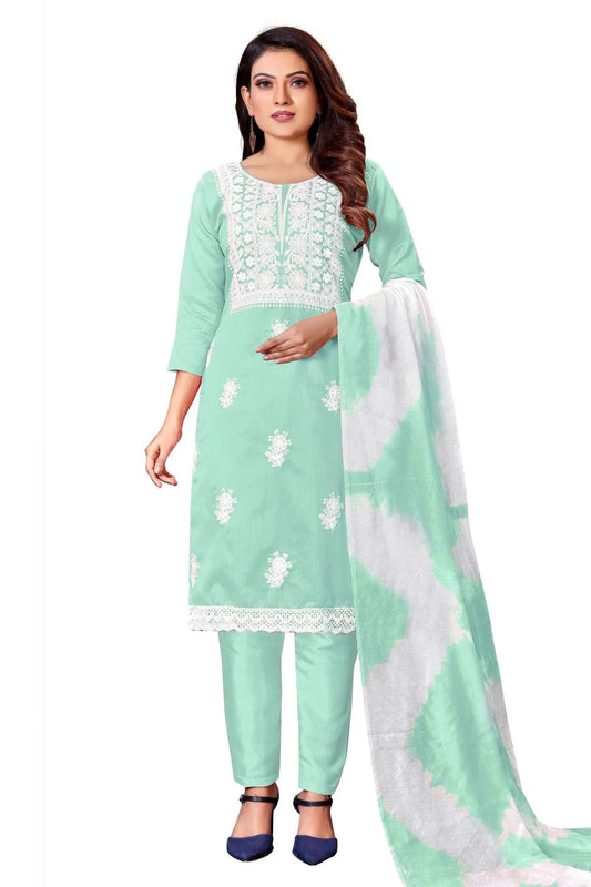 Sea Green Colour Unstitched Modal Cotton Straight Suit US1160651