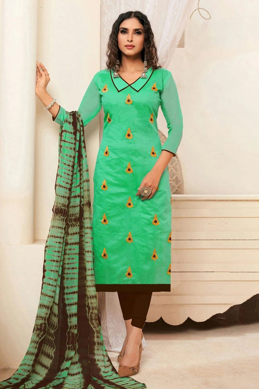 Sea Green Colour Unstitched Modal Silk Straight Suit US1161130