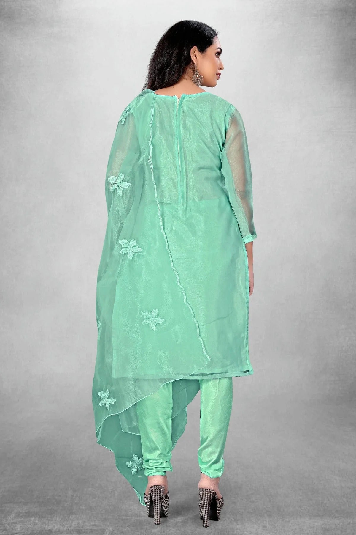 Sea Green Colour Unstitched Organza Churidar Suit US1160783 A