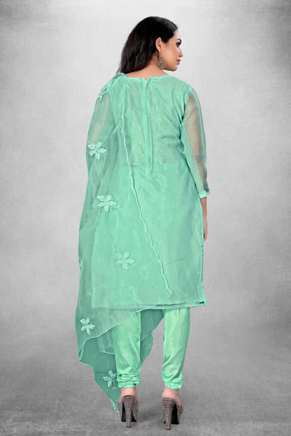 Sea Green Colour Unstitched Organza Churidar Suit US1160783 A