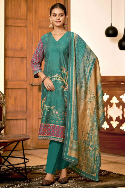 Sea Green Colour Viscose Silk Stitched Suit SS1112270