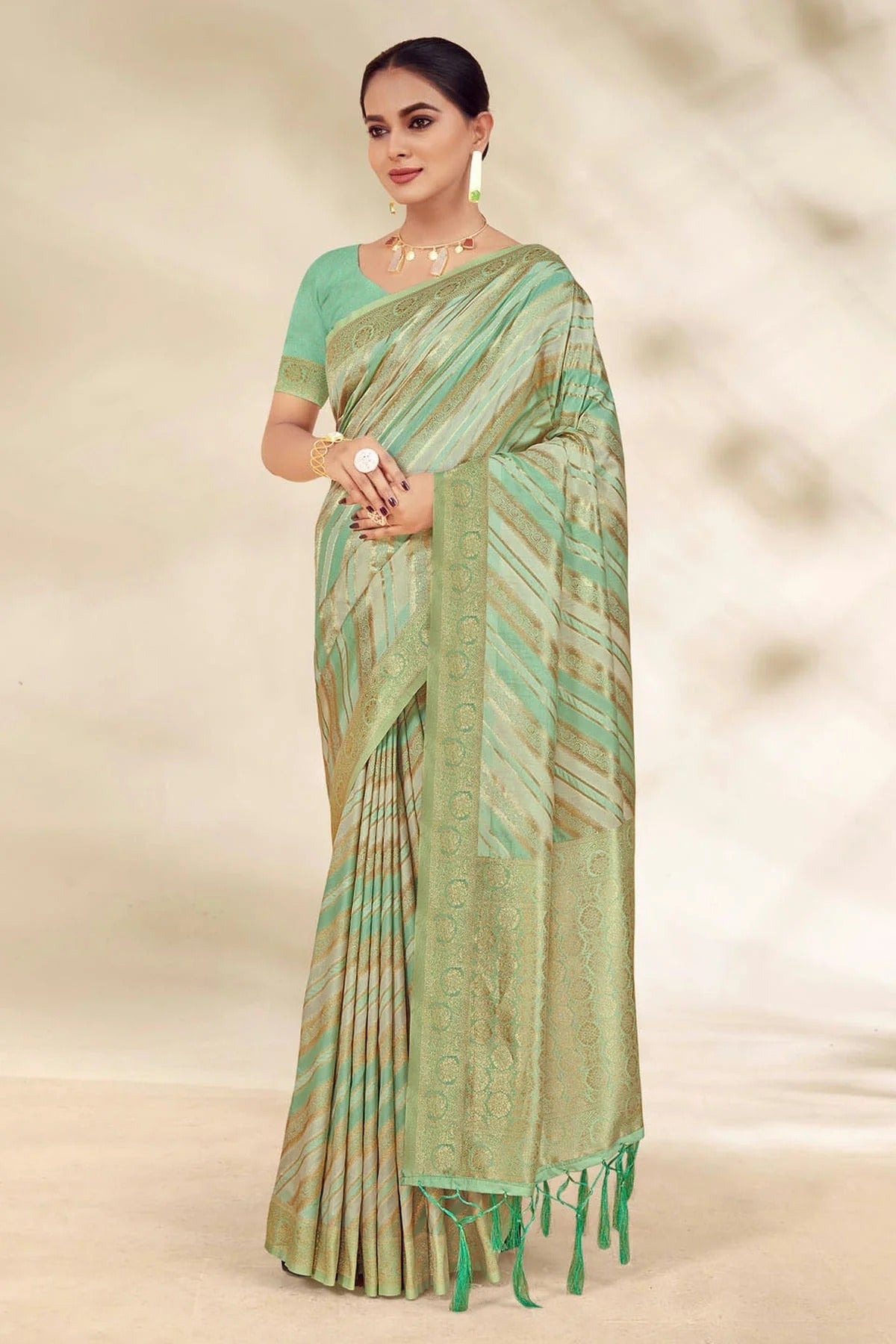 Sea Green Colour Woven Work Cotton Saree SD1101936