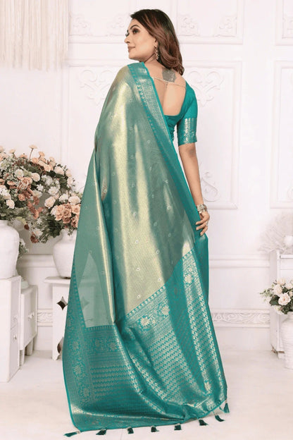 Sea Green Colour Woven Work Pure Banarasi Tissue Silk Traditional Saree SD1250252 B