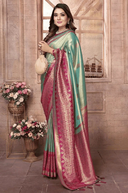 Sea Green Colour Woven Work Pure Banarasi Tissue Silk Traditional Saree SD1250290 A
