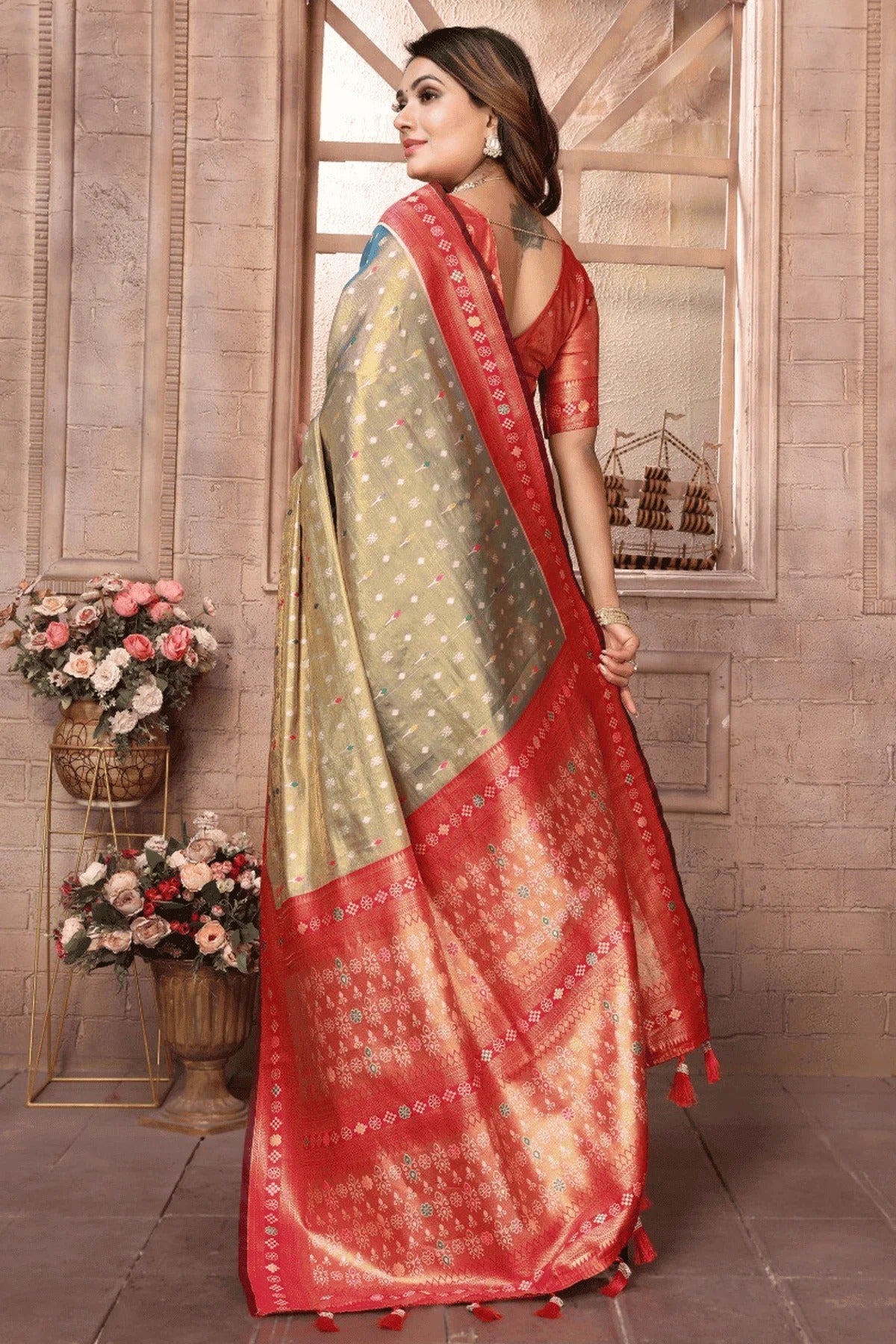 Sea Green Colour Woven Work Pure Banarasi Tissue Silk Traditional Saree SD1250303 B