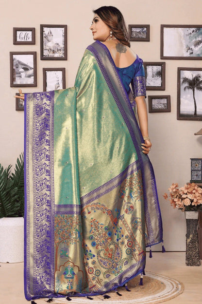 Sea Green Colour Woven Work Pure Banarasi Tissue Silk Traditional Saree SD1250304 B
