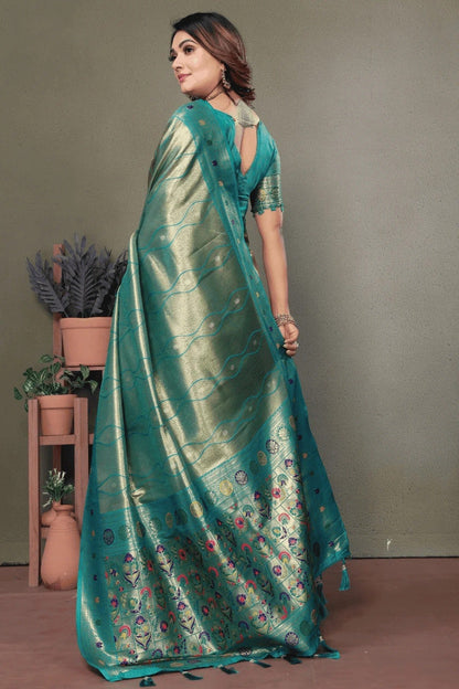Sea Green Colour Woven Work Pure Banarasi Tissue Silk Traditional Saree SD1250324 B