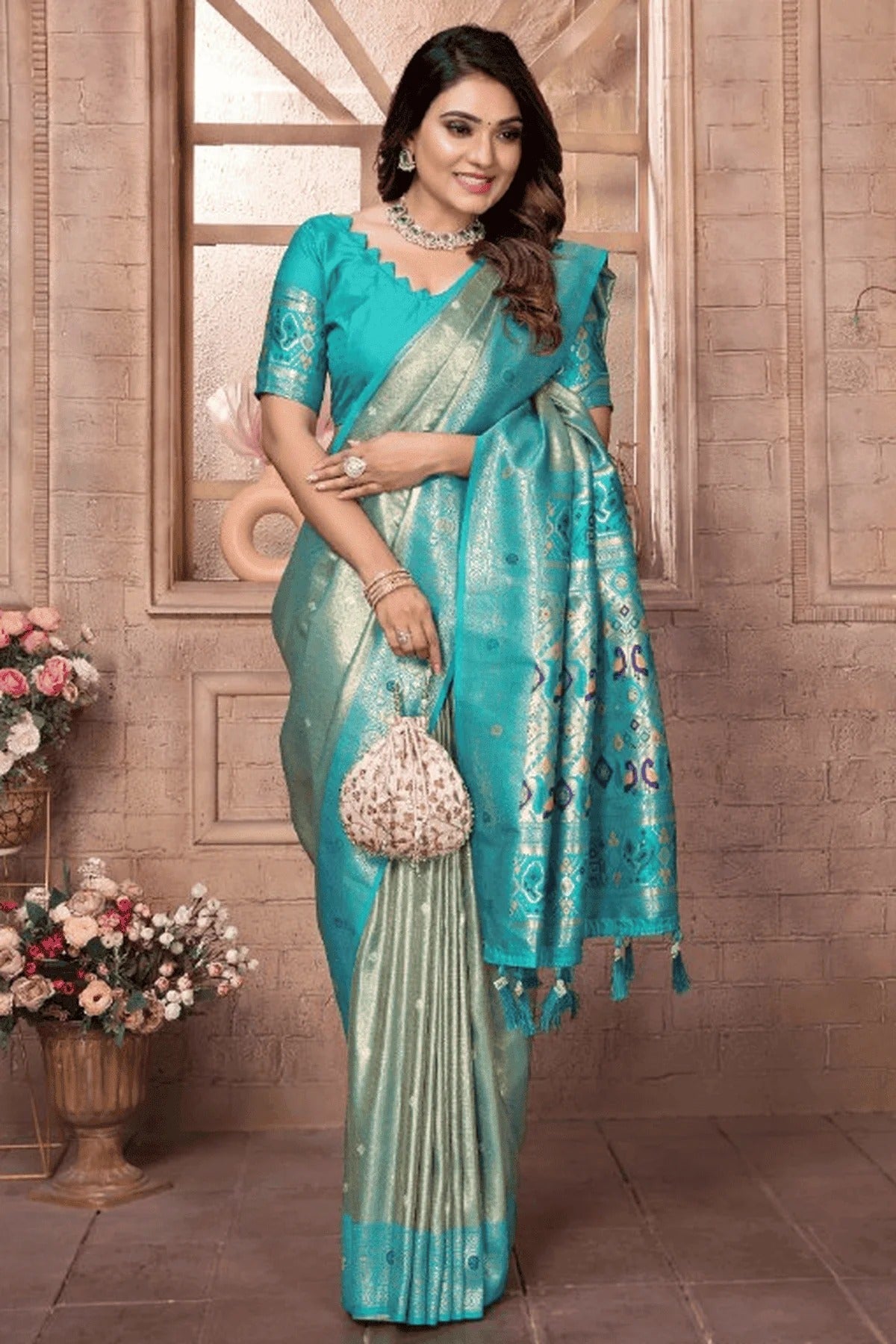 Sea Green Colour Woven Work Pure Banarasi Tissue Silk Traditional Saree SD1250327 A