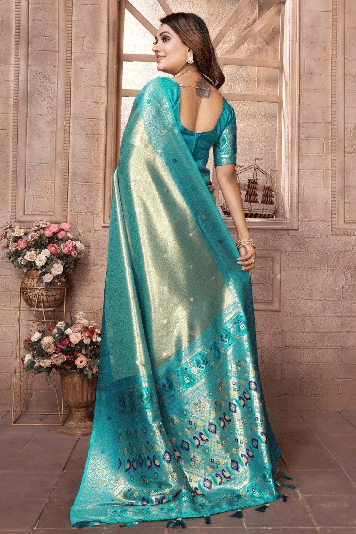 Sea Green Colour Woven Work Pure Banarasi Tissue Silk Traditional Saree SD1250327 B