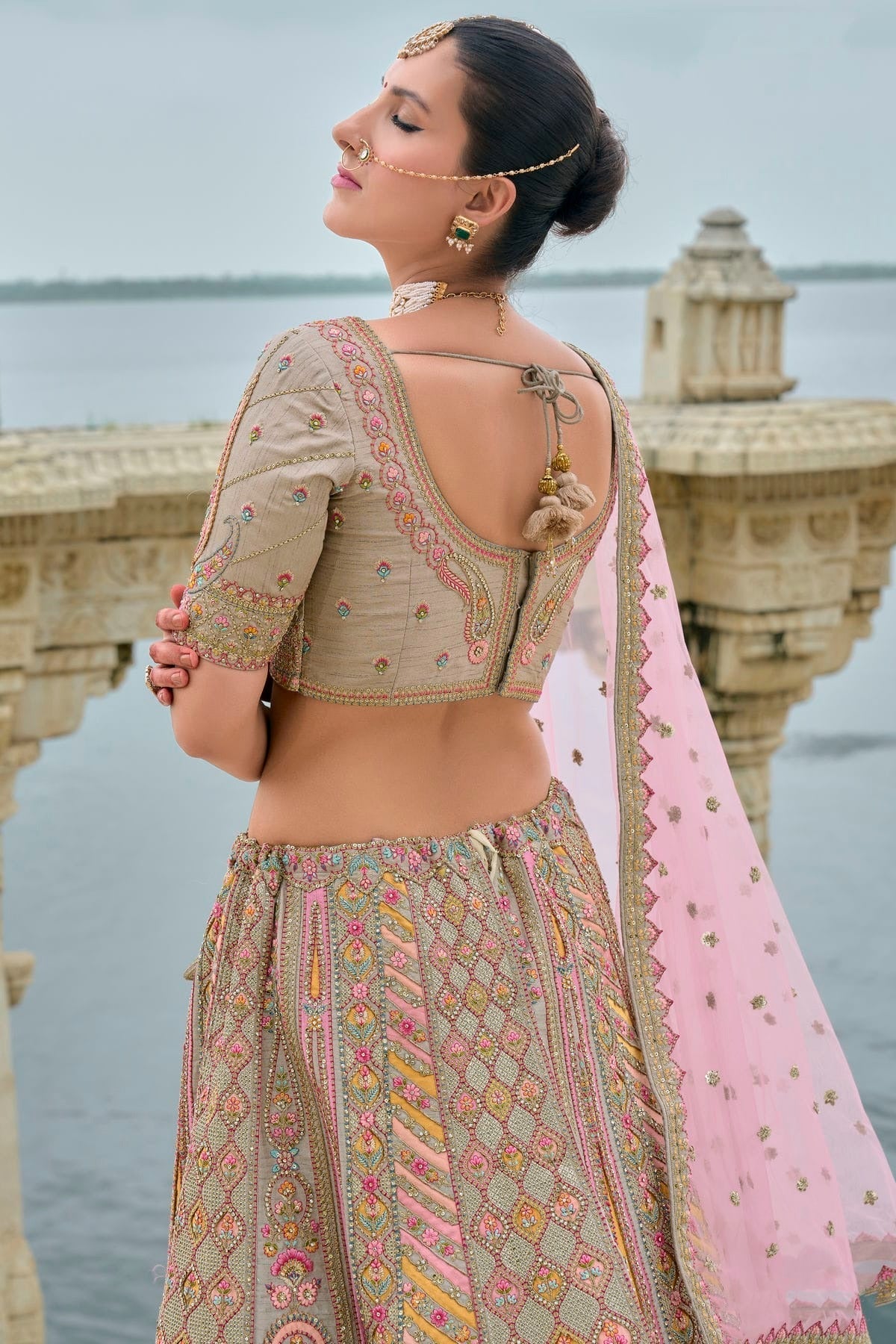 Sea Green Embroidery Silk Lehenga Choli LC1290133 B