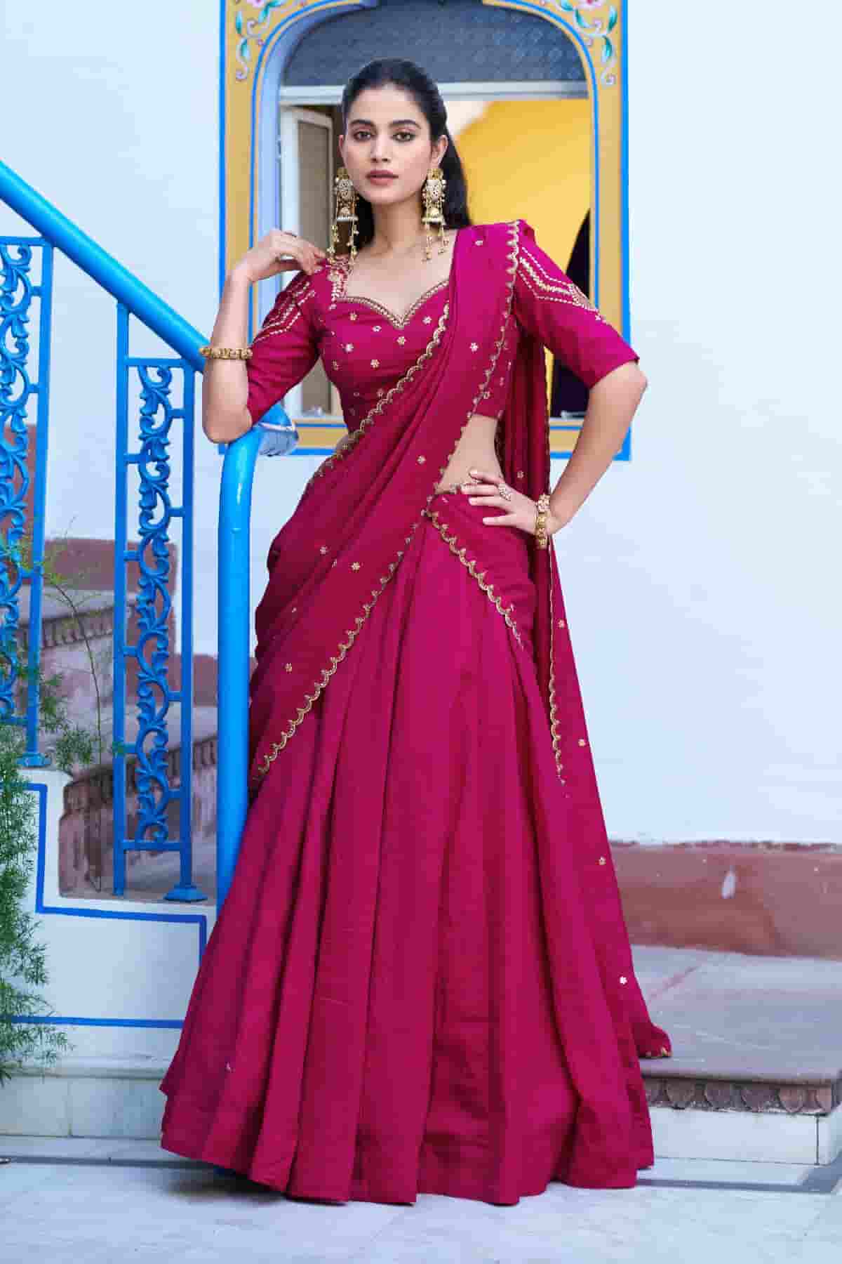 Silk Zari Woven Work Lehenga Choli In Pink Colour