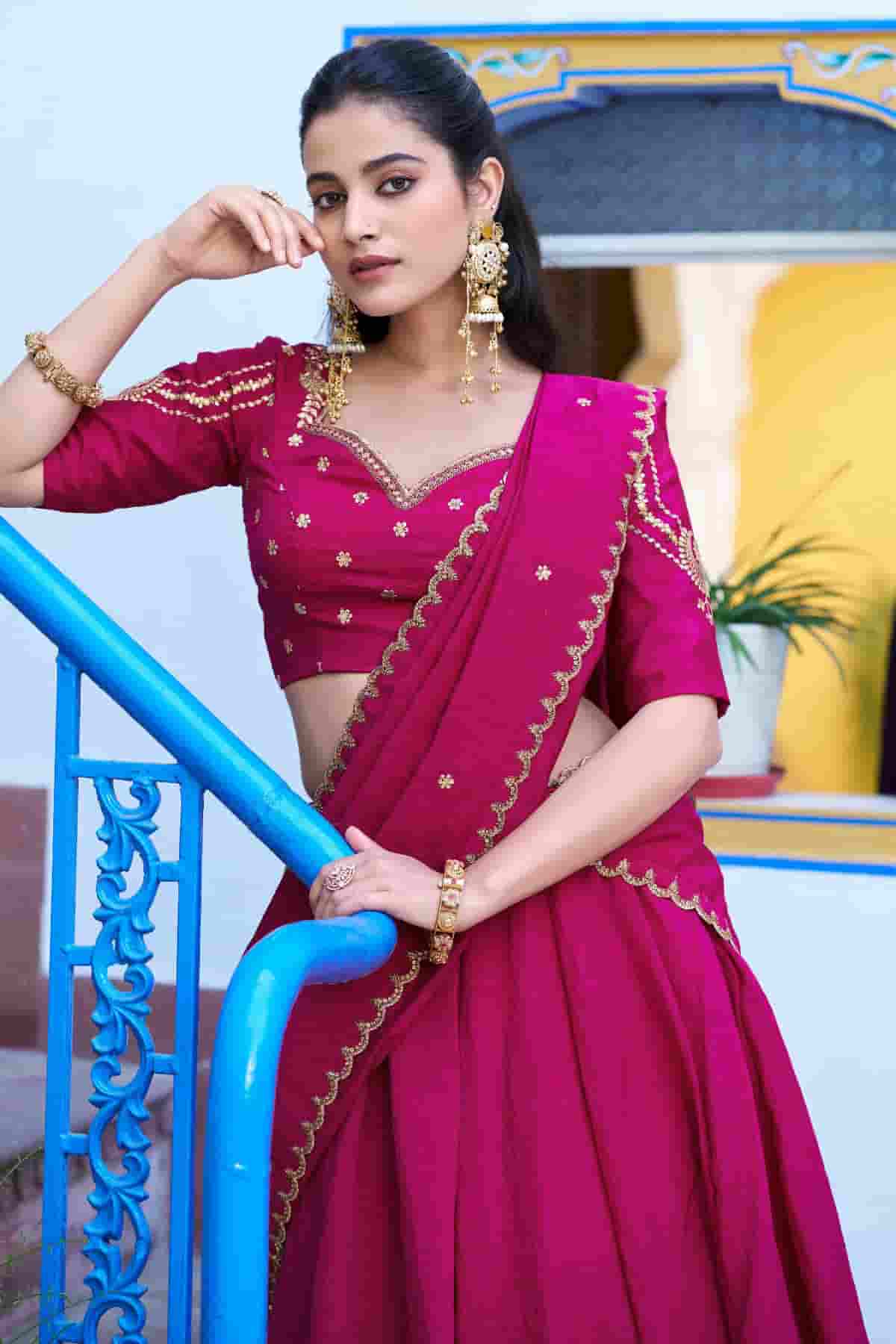 Silk Zari Woven Work Lehenga Choli In Pink Colour