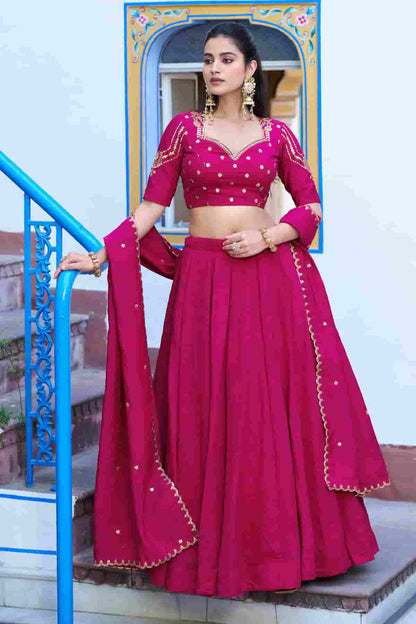 Silk Zari Woven Work Lehenga Choli In Pink Colour