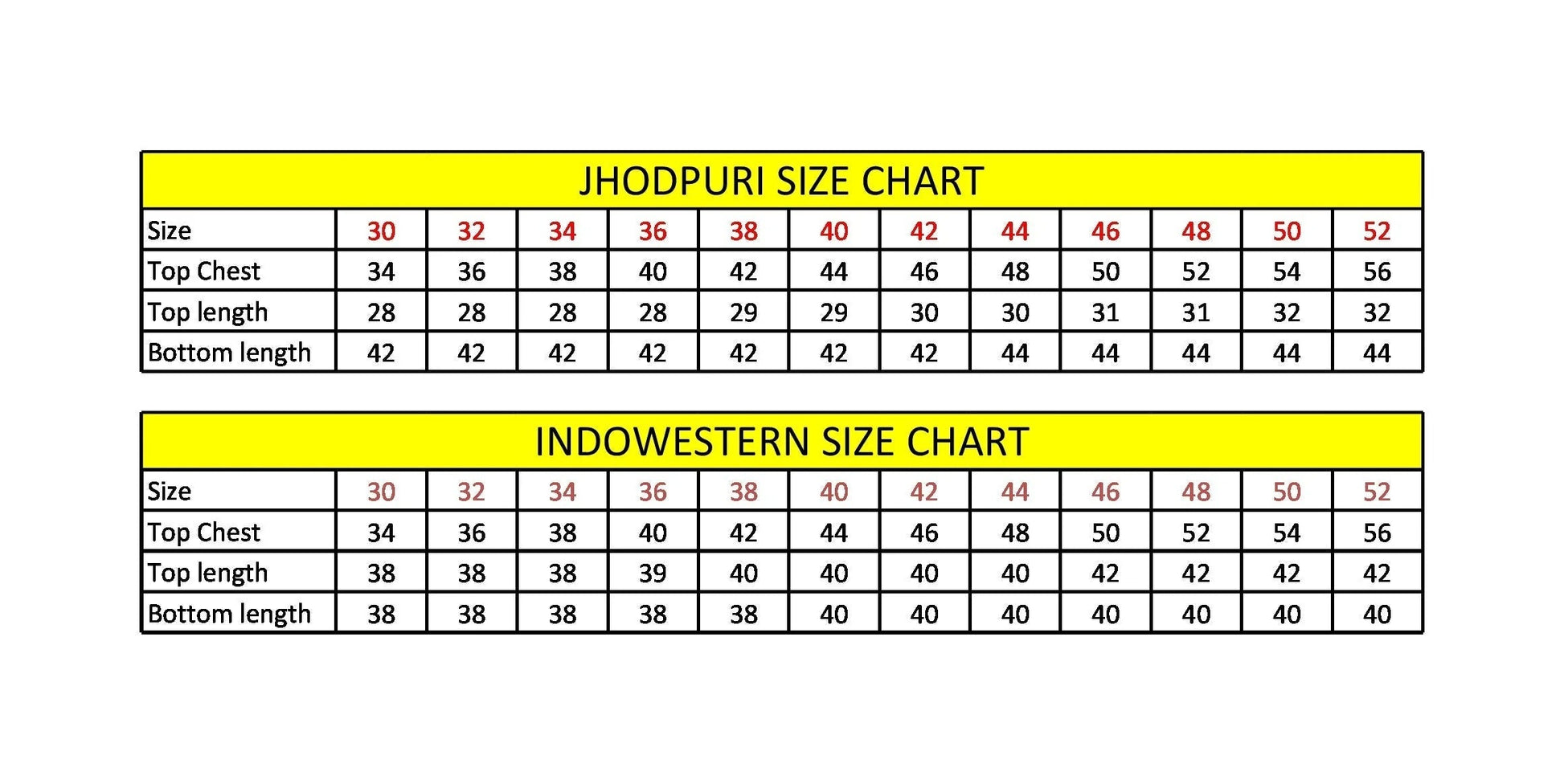 Size Chart Harsonic Ethnic SH1130125 1