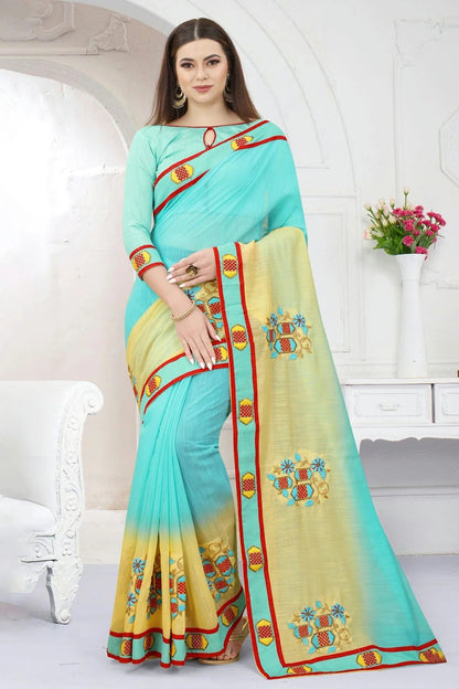 Sky Blue Colour Art Silk Designer Saree LC1121317