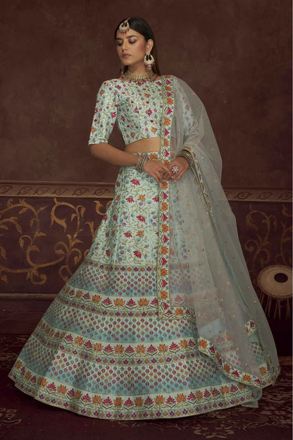 Sky Blue Colour Art Silk Embroidery Lehenga Choli LC1150116 A