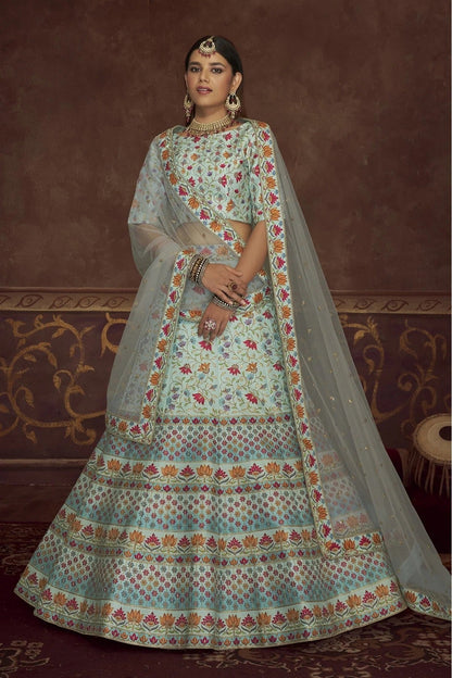 Sky Blue Colour Art Silk Embroidery Lehenga Choli LC1150116