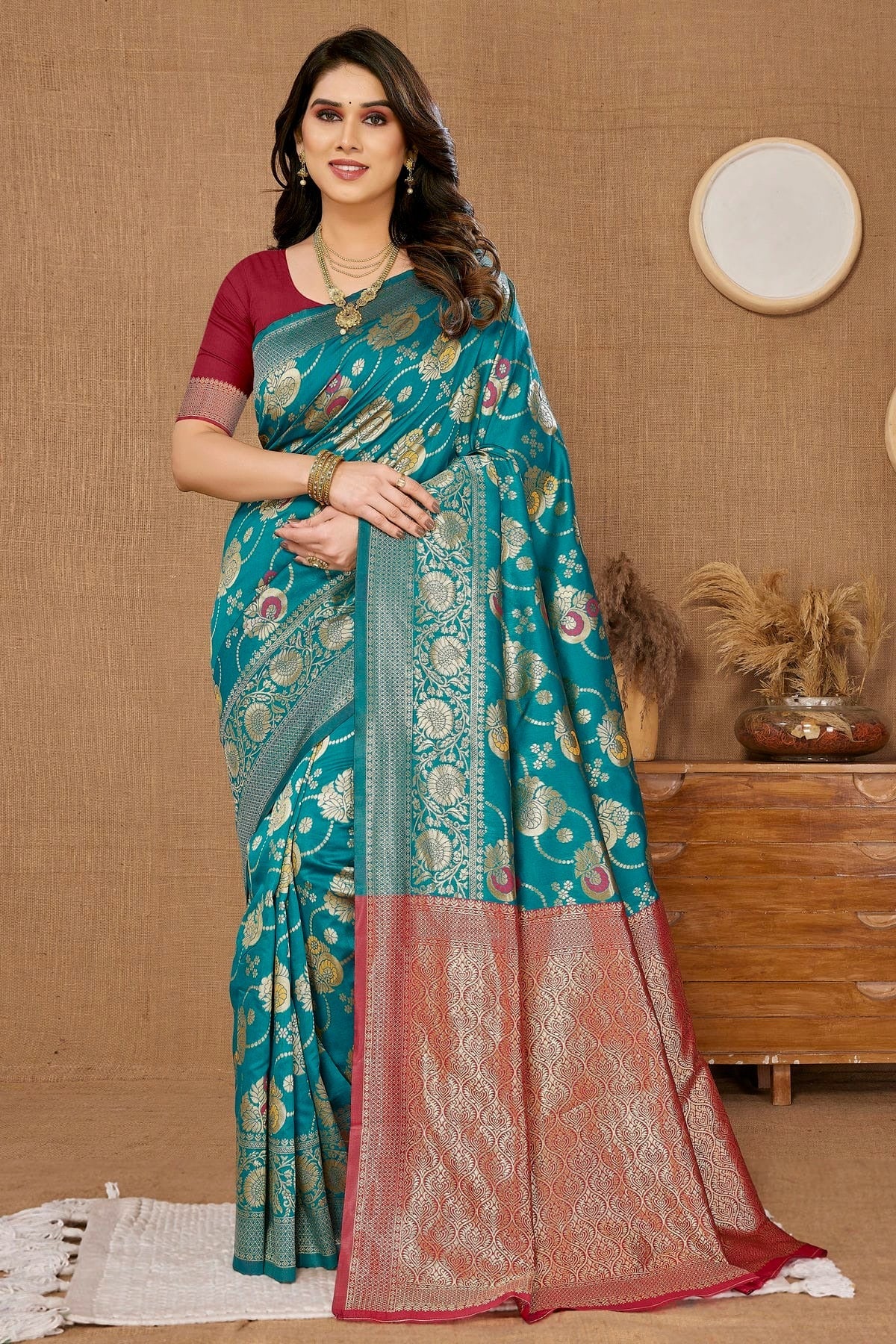 Sky Blue Colour Banarasi Silk Saree SD1110287