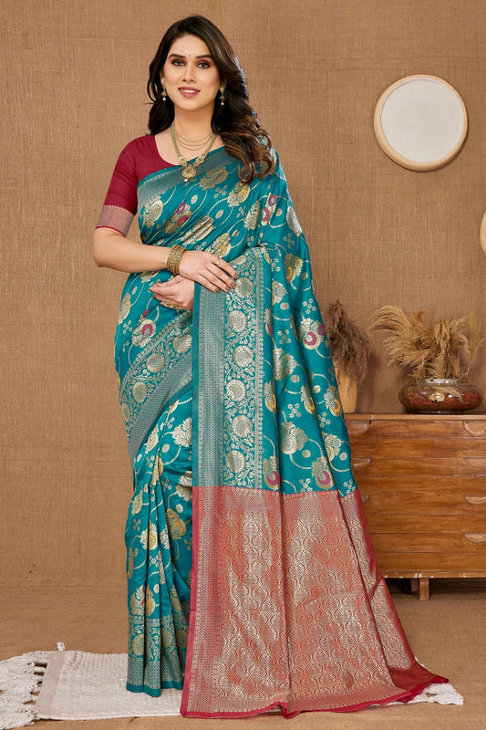Sky Blue Colour Banarasi Silk Saree SD1110287