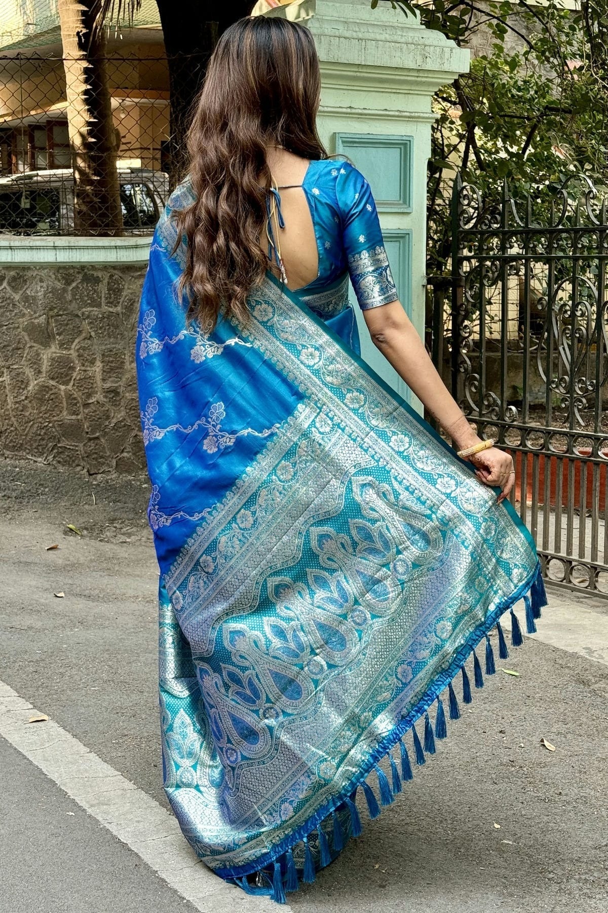 Sky Blue Colour Banarasi Silk Traditional Saree SD1111942 A