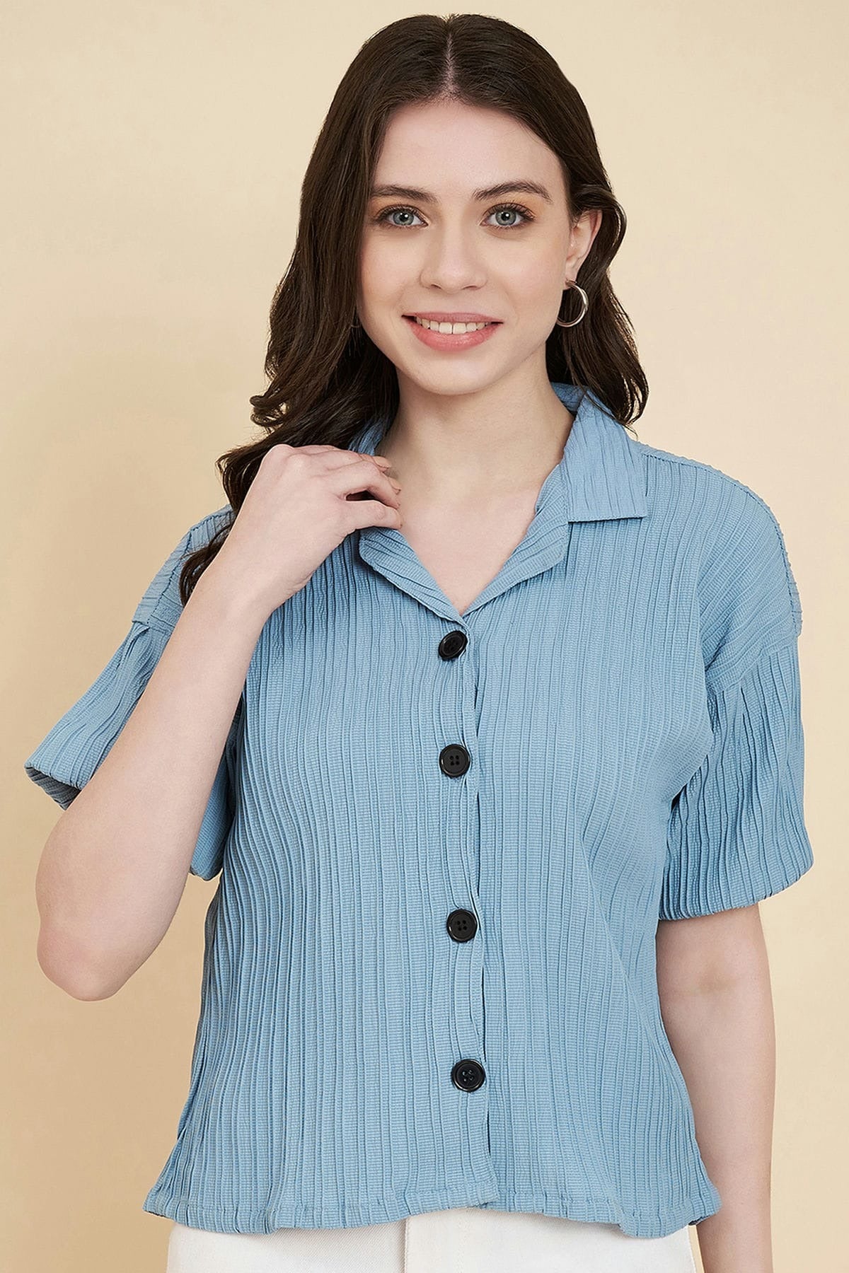 Sky Blue Colour Boxy Readymade Top TP1110823