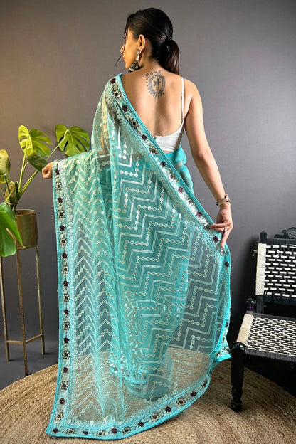 Sky Blue Colour Butterfly Net Designer Saree SD1111757 A