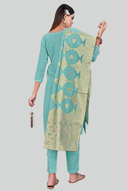 Sky Blue Colour Chanderi Silk Pant Style Suit SM1110604 A