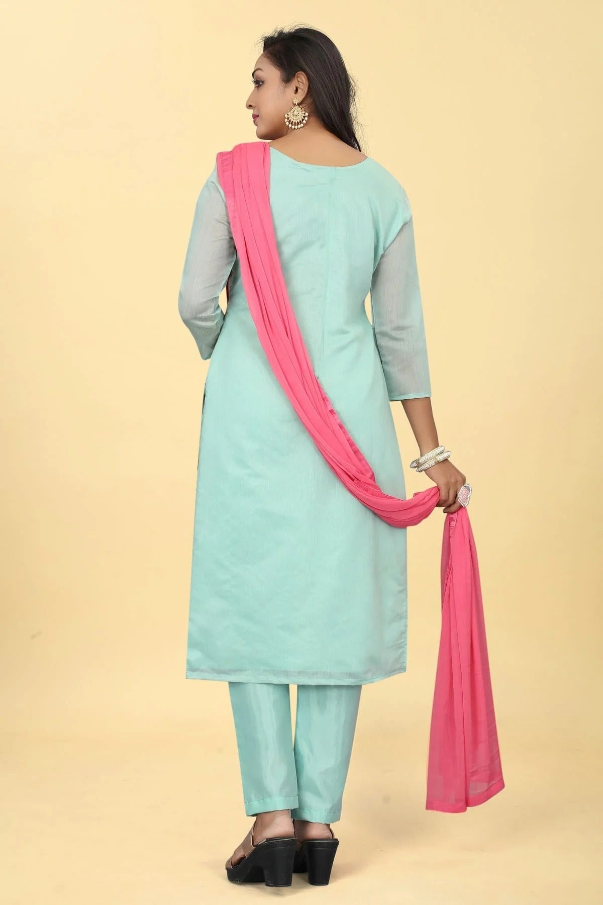 Sky Blue Colour Chanderi Silk Pant Style Suit SM1110614 A