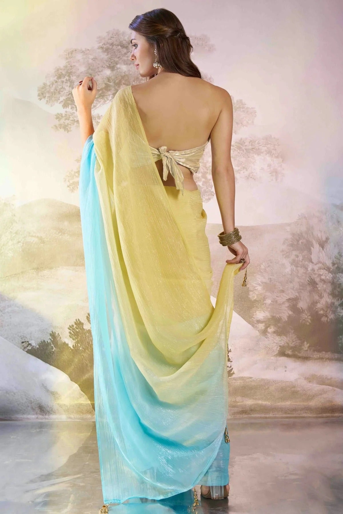 Sky Blue Colour Chiffon Designer Saree SD1113023 A