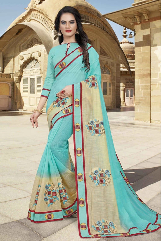Sky Blue Colour Cotton Designer Saree SD1120545