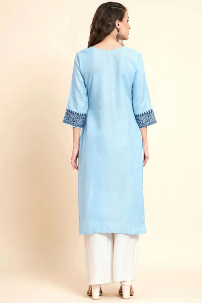 Sky Blue Colour Cotton Kurti KR1111057 A