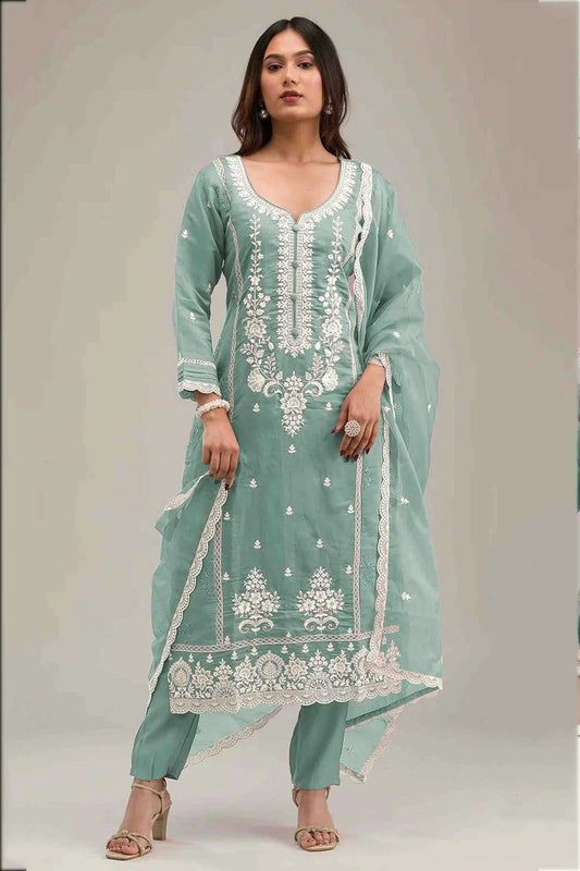 Sky Blue Colour Cotton Pakistani Suit SM1140837