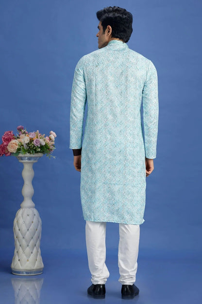 Sky Blue Colour Cotton Pintex Work Kurta Pajama KP1230162 B