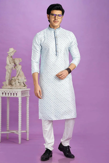 Sky Blue Colour Cotton Pintex Work Kurta Pajama KP1230182 A