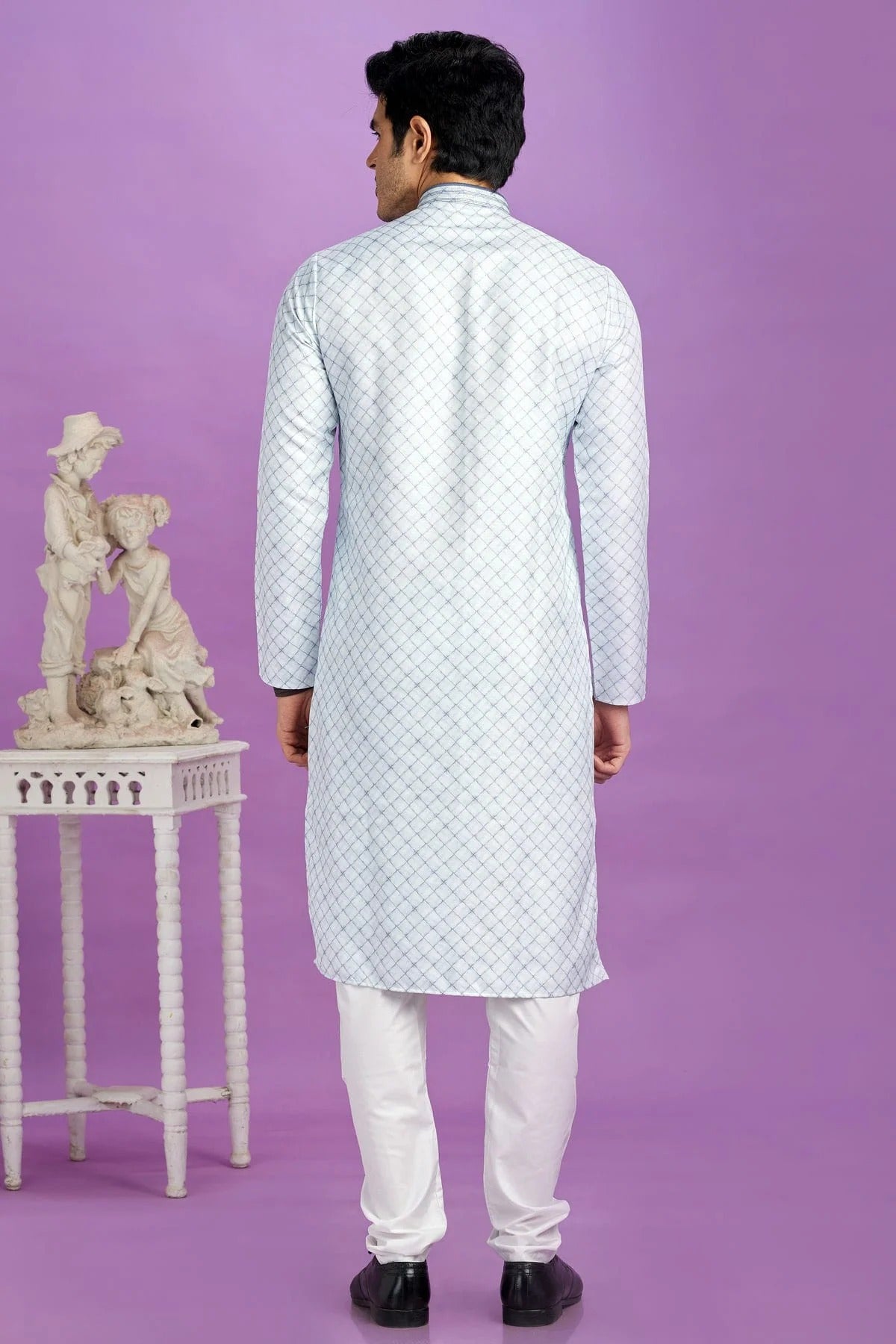 Sky Blue Colour Cotton Pintex Work Kurta Pajama KP1230182 B