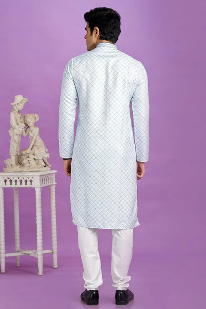 Sky Blue Colour Cotton Pintex Work Kurta Pajama KP1230182 B