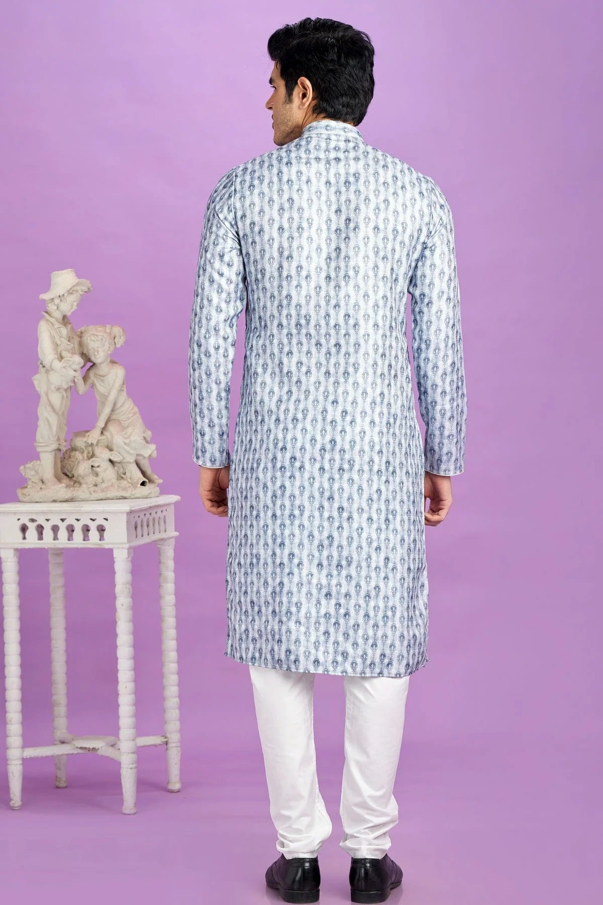 Sky Blue Colour Cotton Pintex Work Kurta Pajama KP1230192 B