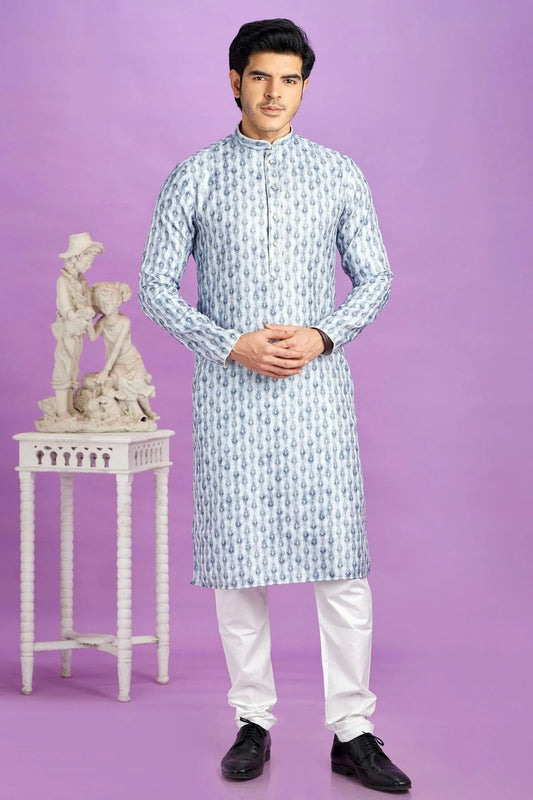Sky Blue Colour Cotton Pintex Work Kurta Pajama KP1230192