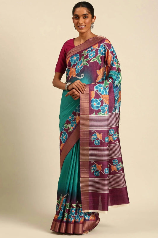 Sky Blue Colour Cotton Printed Saree SD1102414