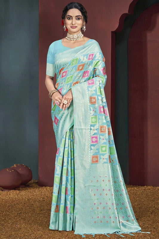 Sky Blue Colour Cotton Traditional Saree SD1102766