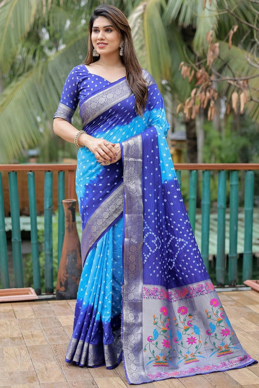 Sky Blue Colour Dola Silk Paithani Saree SD1110921