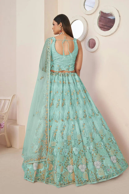 Sky Blue Colour Embroidery Net Lehenga Choli LD1080854 A