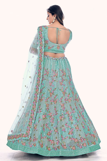 Sky Blue Colour Embroidery Soft Net Lehenga Choli LD1080757 A