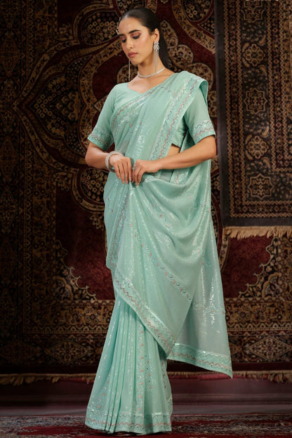 Sky Blue Colour Georgette Designer Saree SD1080878 A