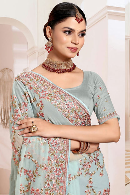 Sky Blue Colour Georgette Designer Saree SD1091186 A