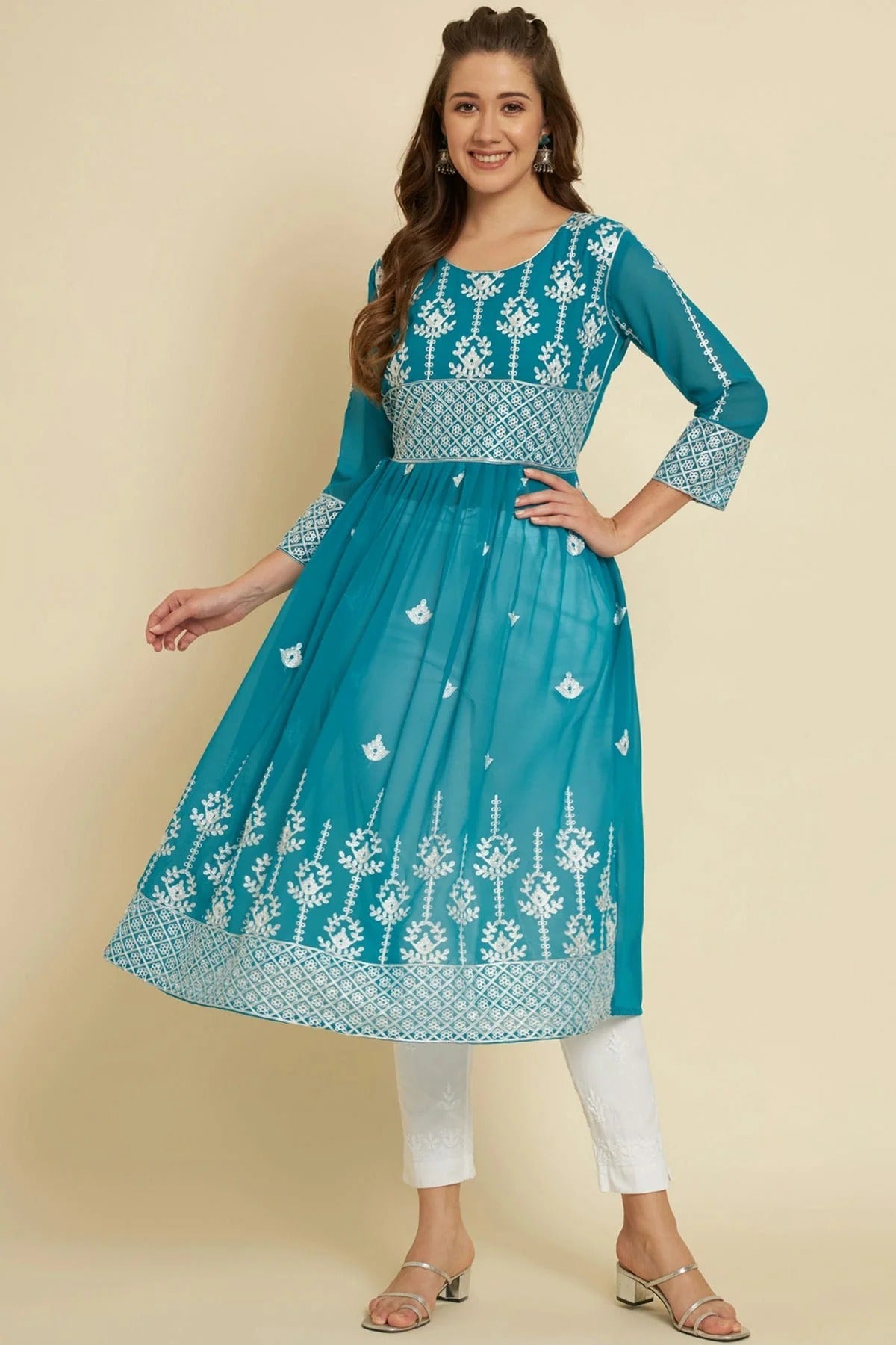 Sky Blue Colour Georgette Kurti KR1111039