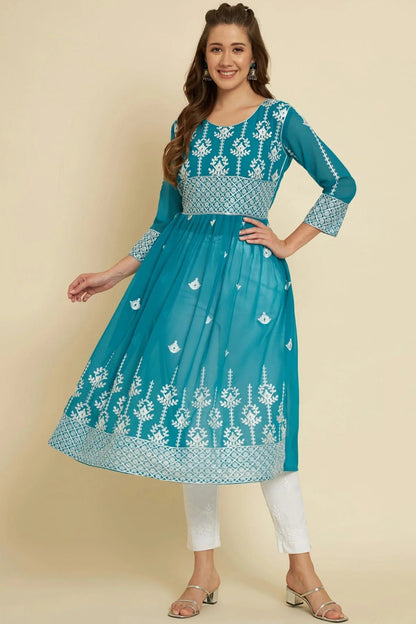 Sky Blue Colour Georgette Kurti KR1111039