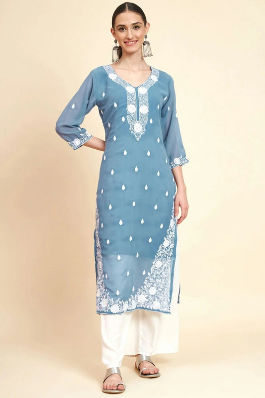 Sky Blue Colour Georgette Kurti KR1111049