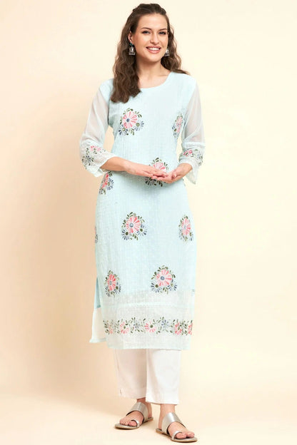 Sky Blue Colour Georgette Kurti KR1111065